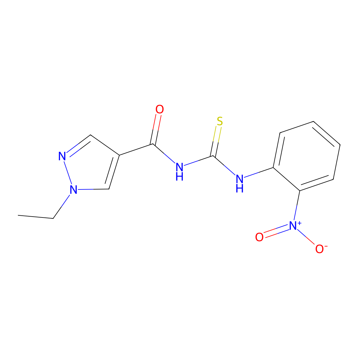 1-ethyl-N-[(2-nitrophenyl)carbamothioyl]pyrazole-4-carboxamide molecular structure, CAS 494746-40-6