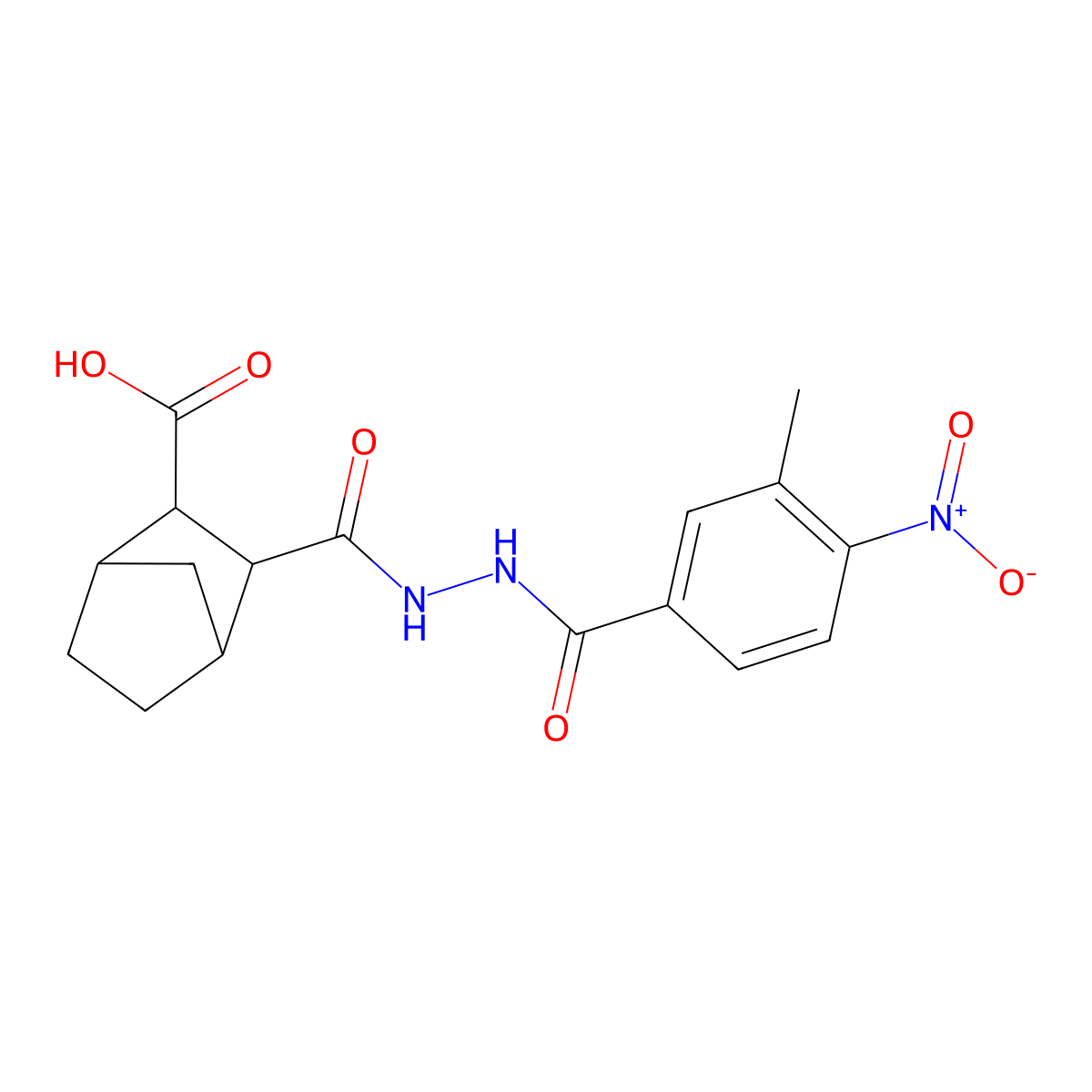 3-({2-[(3-Methyl-4-nitrophenyl)carbonyl]hydrazinyl}carbonyl)bicyclo[2.2.1]heptane-2-carboxylic acid molecular structure, CAS 494746-44-0