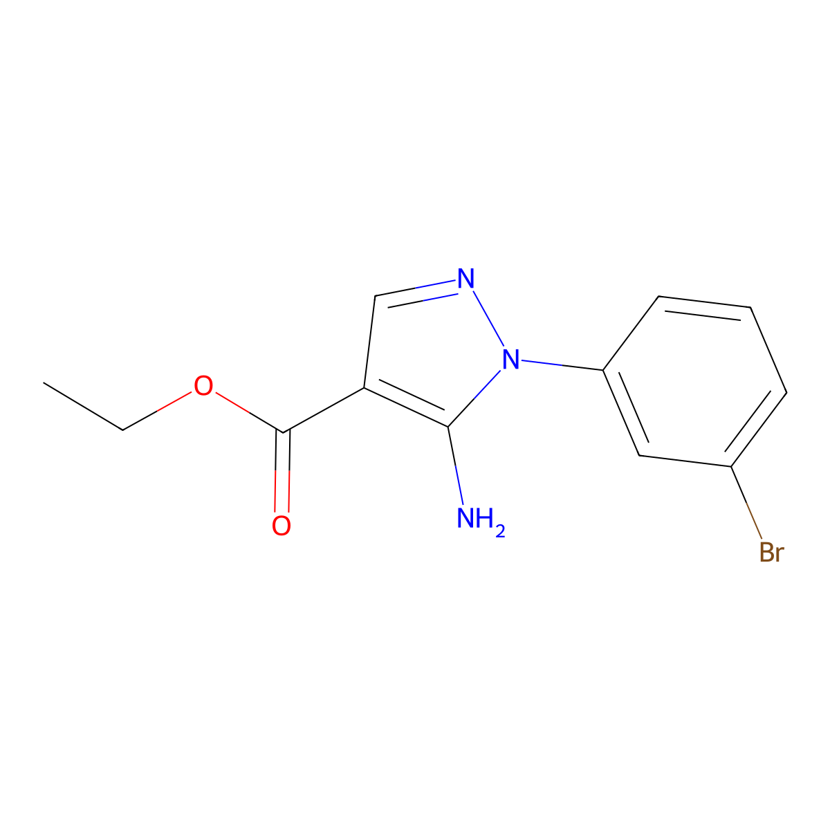 ethyl 5-amino-1-(3-bromophenyl)-1H-pyrazole-4-carboxylate molecular structure, CAS 494747-19-2