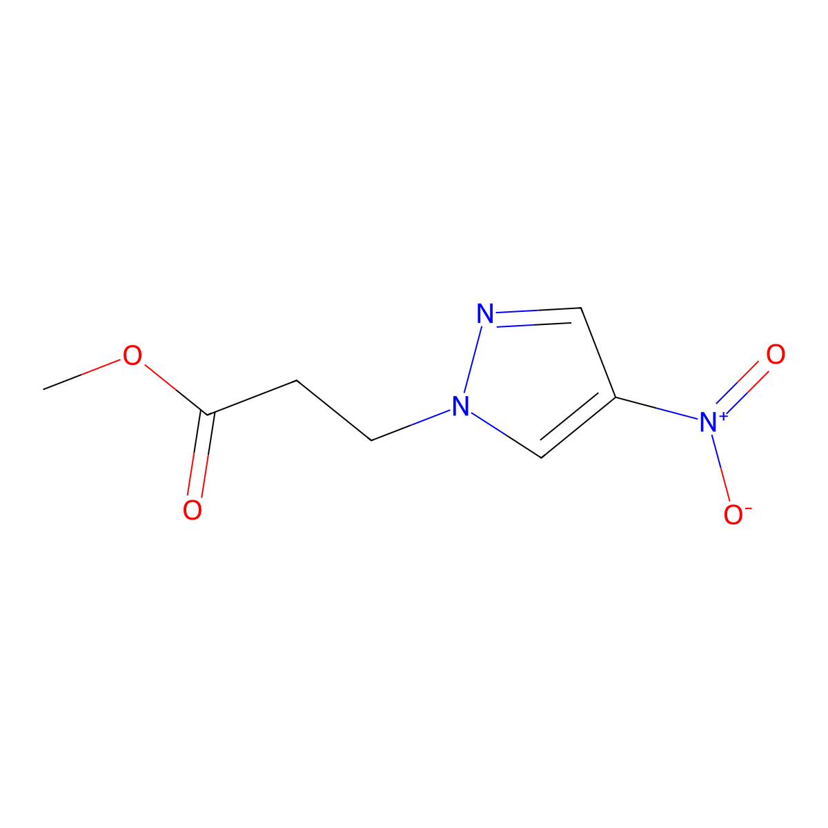 methyl 3-(4-nitro-1H-pyrazol-1-yl)propanoate molecular structure, CAS 494747-22-7
