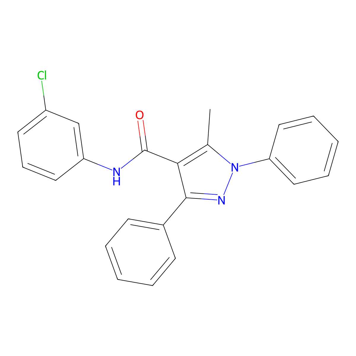 N-(3-Chlorophenyl)-5-methyl-1,3-diphenyl-1H-pyrazole-4-carboxamide molecular structure, CAS 494747-23-8