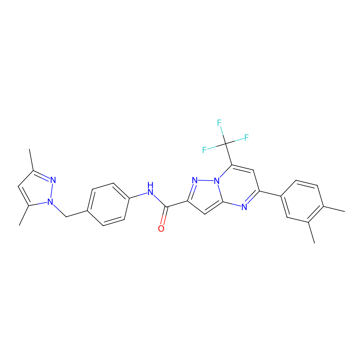 5-(3,4-dimethylphenyl)-N-[4-[(3,5-dimethylpyrazol-1-yl)methyl]phenyl]-7-(trifluoromethyl)pyrazolo[1,5-a]pyrimidine-2-carboxamide molecular structure, CAS 494747-47-6