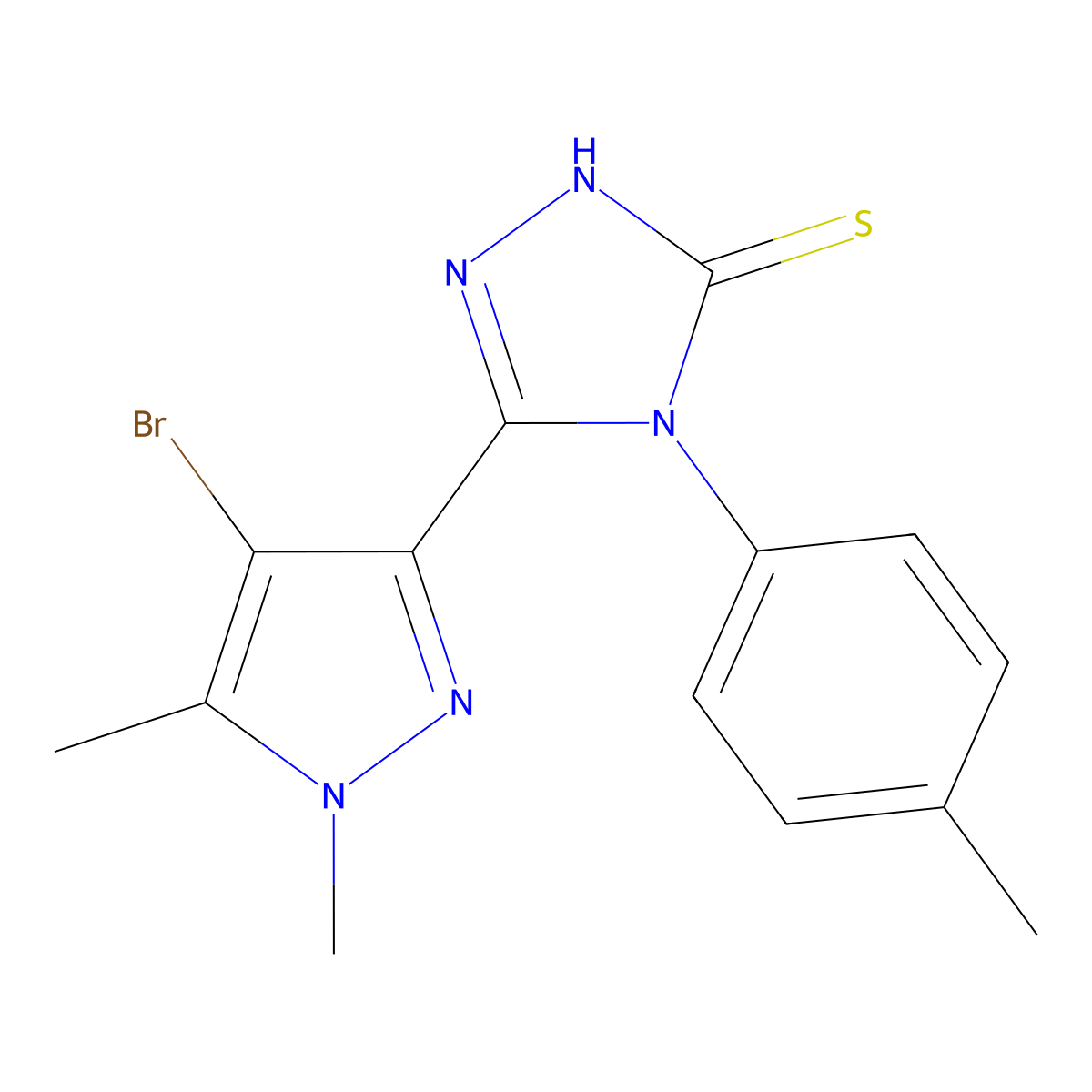 5-(4-bromo-1,5-dimethyl-1H-pyrazol-3-yl)-4-(4-methylphenyl)-4H-1,2,4-triazole-3-thiol molecular structure, CAS 494747-60-3