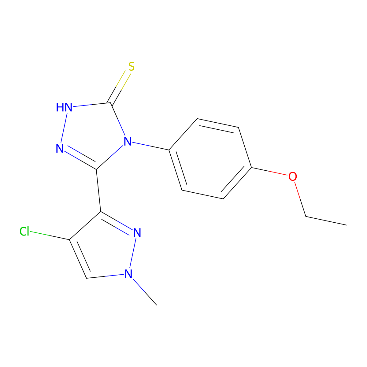 5-(4-chloro-1-methyl-1H-pyrazol-3-yl)-4-(4-ethoxyphenyl)-4H-1,2,4-triazole-3-thiol molecular structure, CAS 494747-69-2