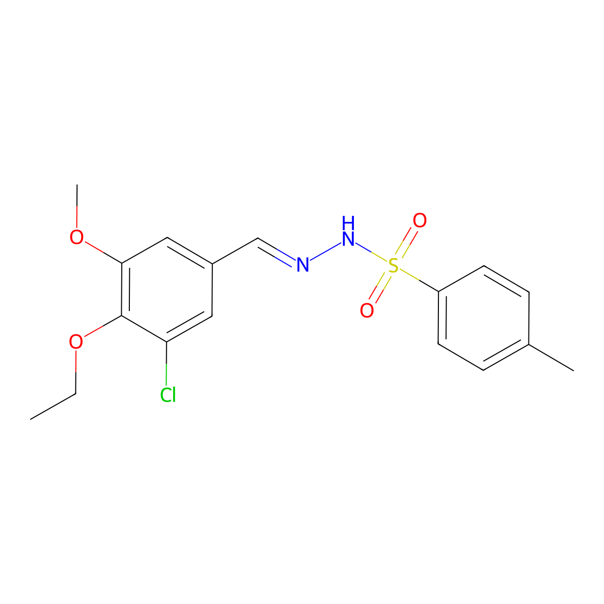 N'-(3-chloro-4-ethoxy-5-methoxybenzylidene)-4-methylbenzenesulfonohydrazide molecular structure, CAS 494756-48-8