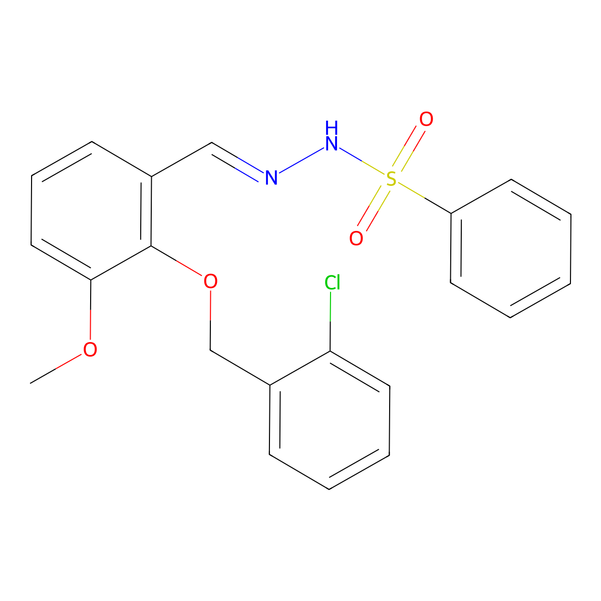 N'-(2-((2-Chlorobenzyl)oxy)-3-methoxybenzylidene)benzenesulfonohydrazide molecular structure, CAS 494757-18-5