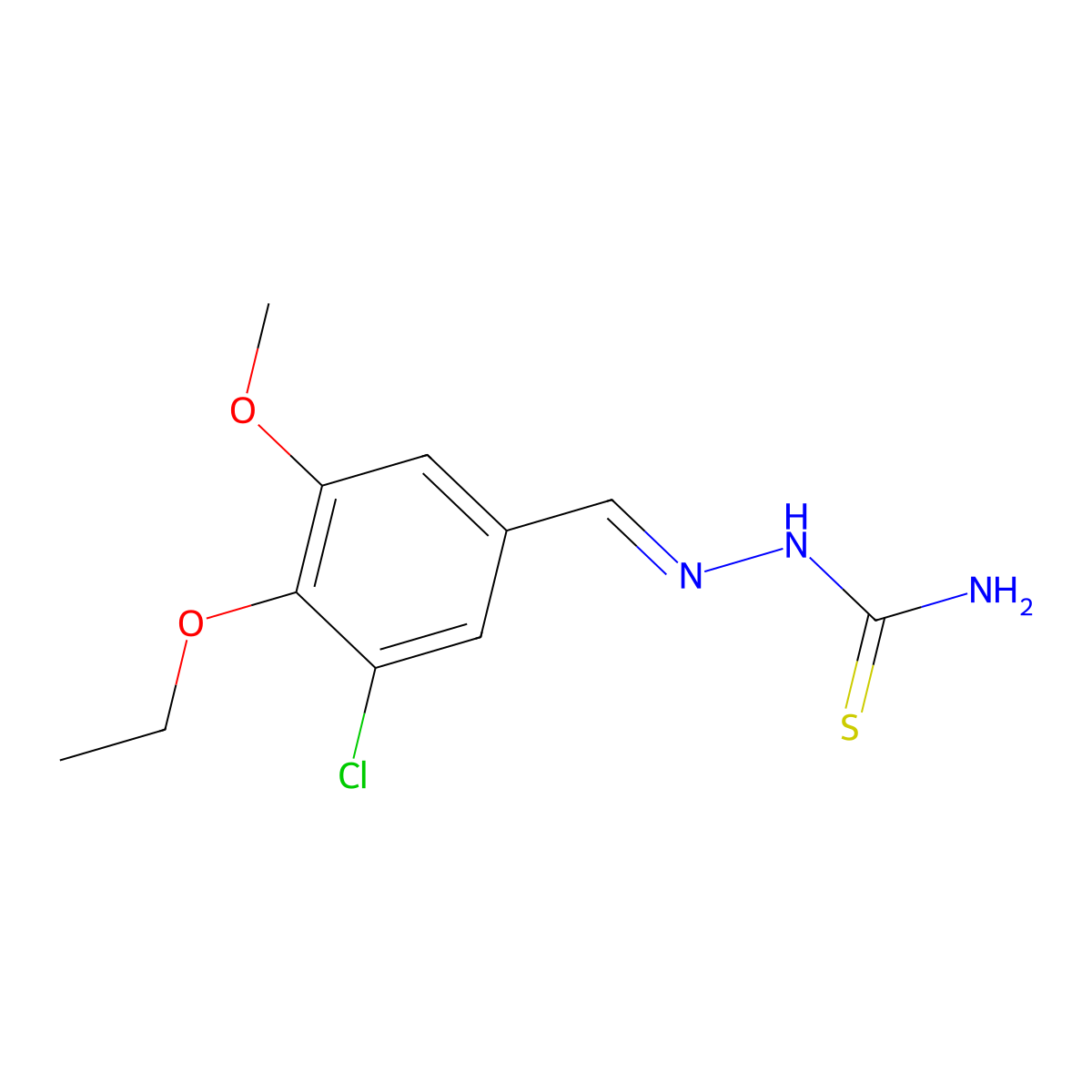 {[(3-Chloro-4-ethoxy-5-methoxyphenyl)methylidene]amino}thiourea molecular structure, CAS 494757-43-6