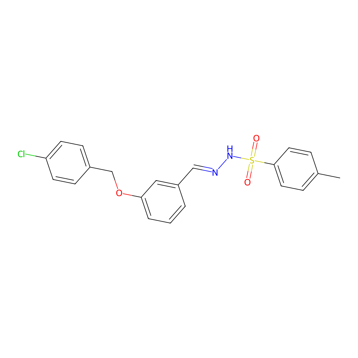 N-[(E)-[3-[(4-chlorophenyl)methoxy]phenyl]methylideneamino]-4-methylbenzenesulfonamide molecular structure, CAS 494761-87-4