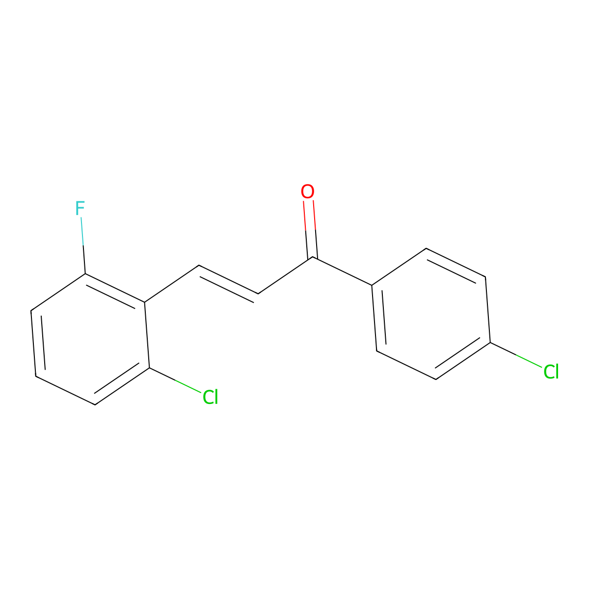 (2E)-3-(2-Chloro-6-fluorophenyl)-1-(4-chlorophenyl)prop-2-en-1-one molecular structure, CAS 494762-08-2
