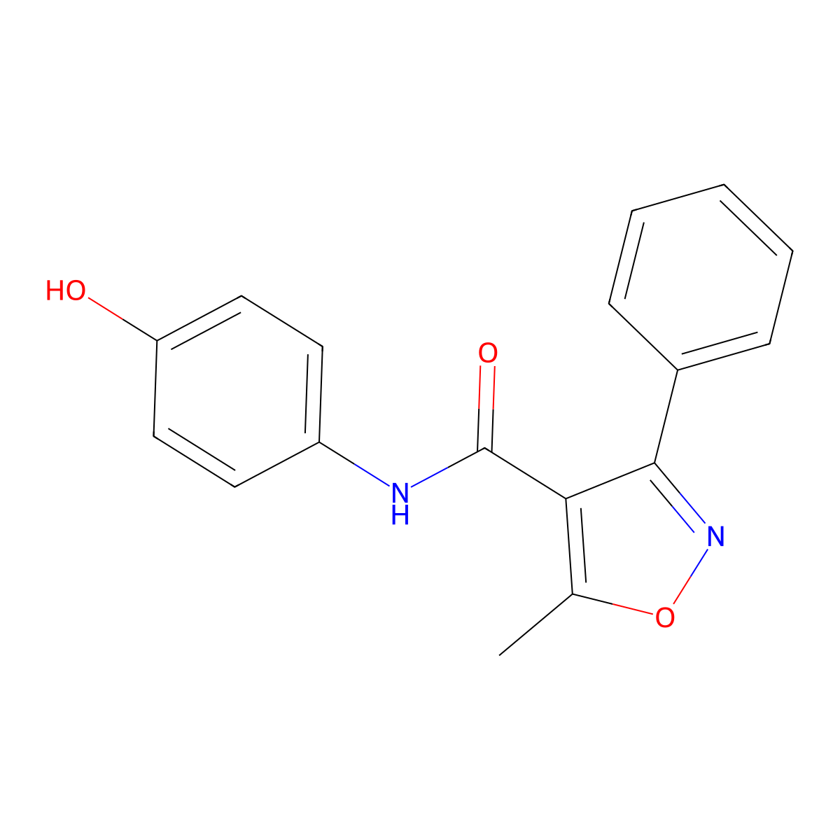 N-(4-hydroxyphenyl)-5-methyl-3-phenyl-1,2-oxazole-4-carboxamide molecular structure, CAS 494762-76-4