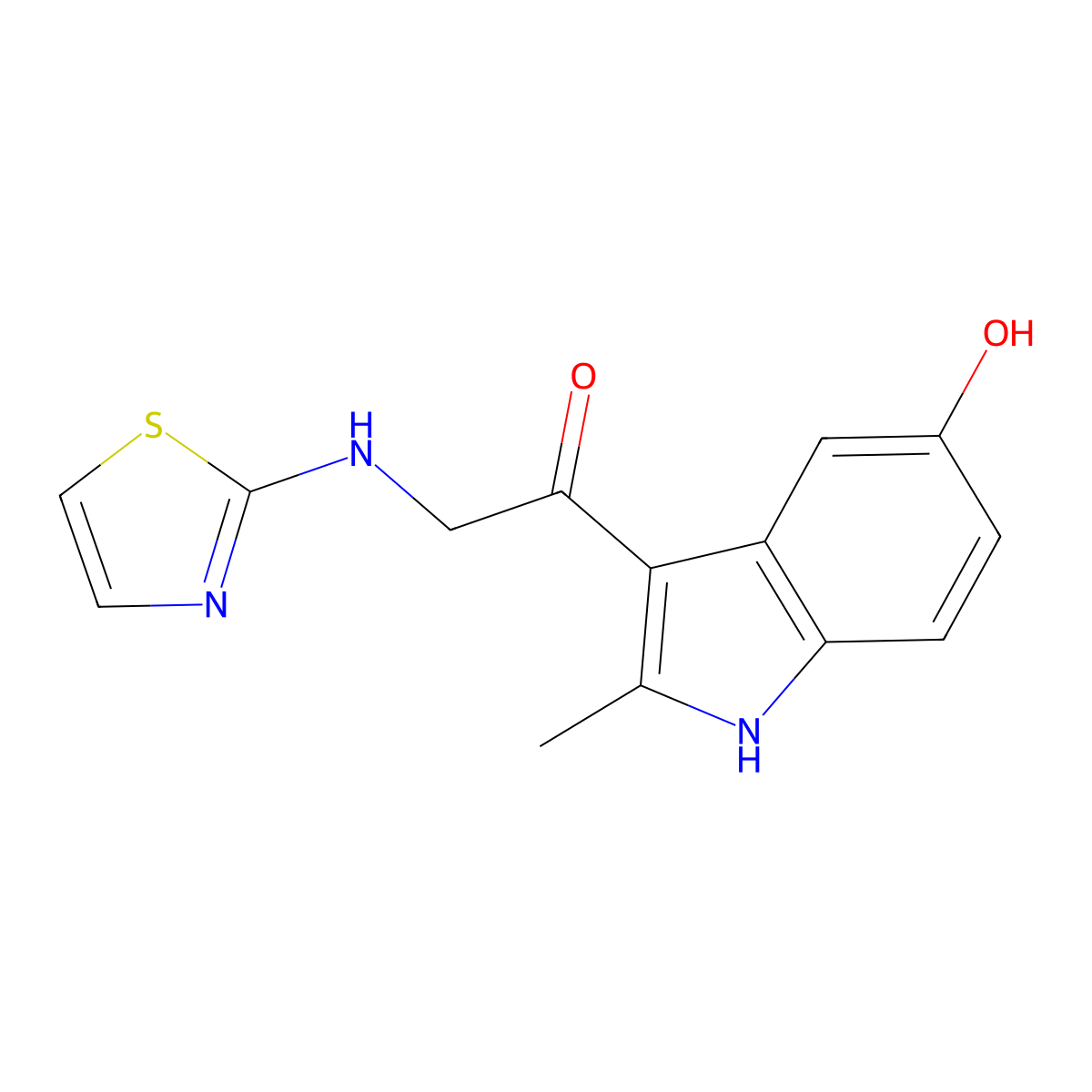 1-(5-Hydroxy-2-methyl-1H-indol-3-yl)-2-(2-thiazolylamino)ethanone molecular structure, CAS 494762-77-5