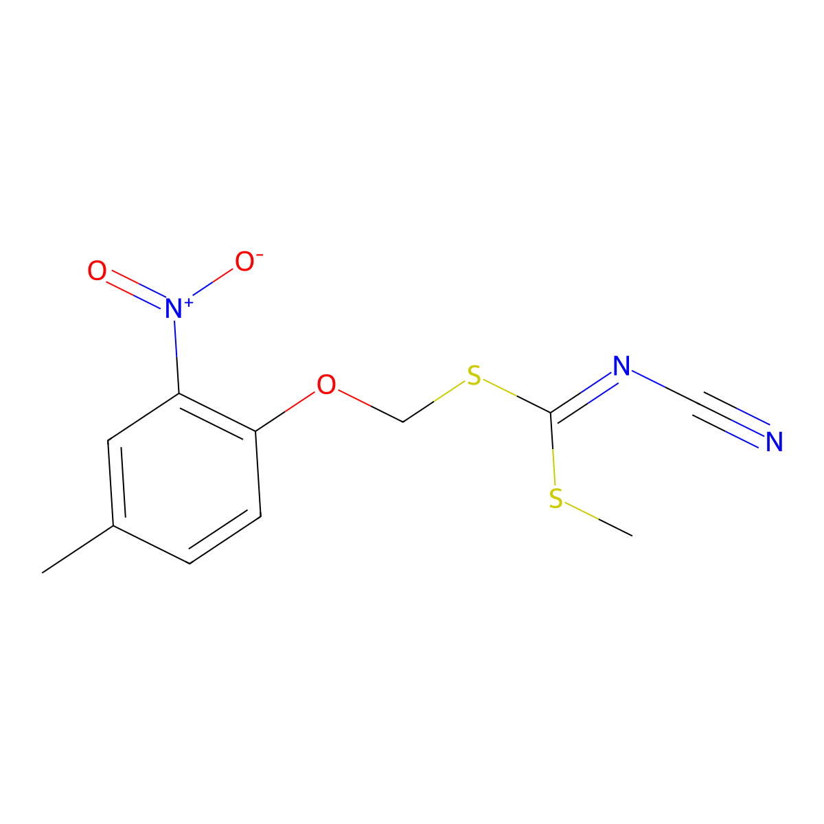 [(4-Methyl-2-nitrophenoxy)methylsulfanyl-methylsulfanylmethylidene]cyanamide molecular structure, CAS 494763-18-7