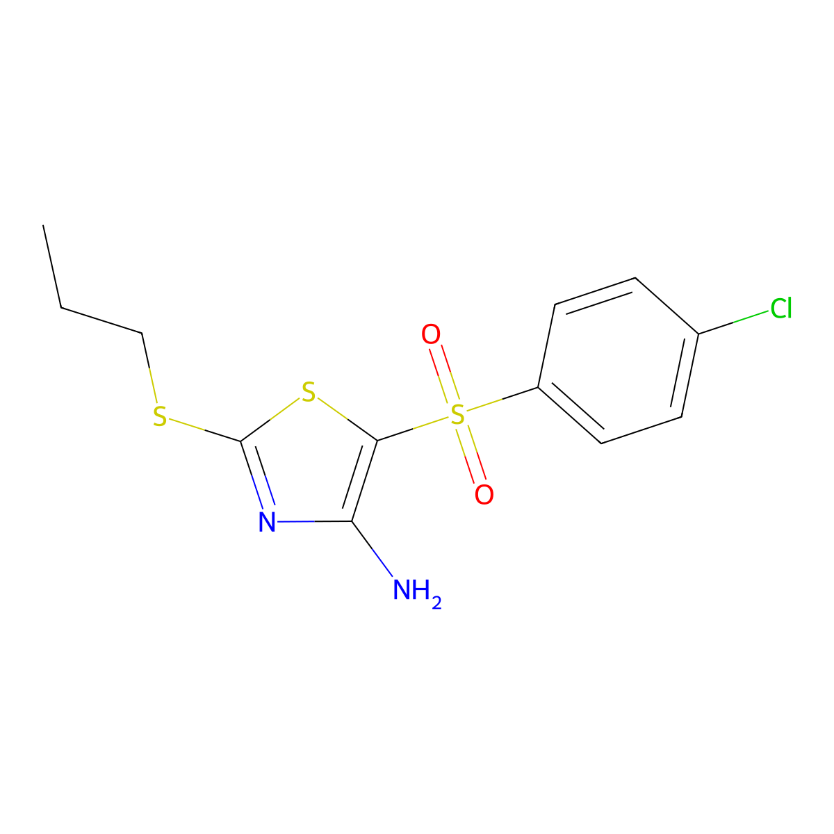 4-Amino-5-(4-chlorophenylsulfonyl)-2-(propylthio)thiazole molecular structure, CAS 494763-20-1