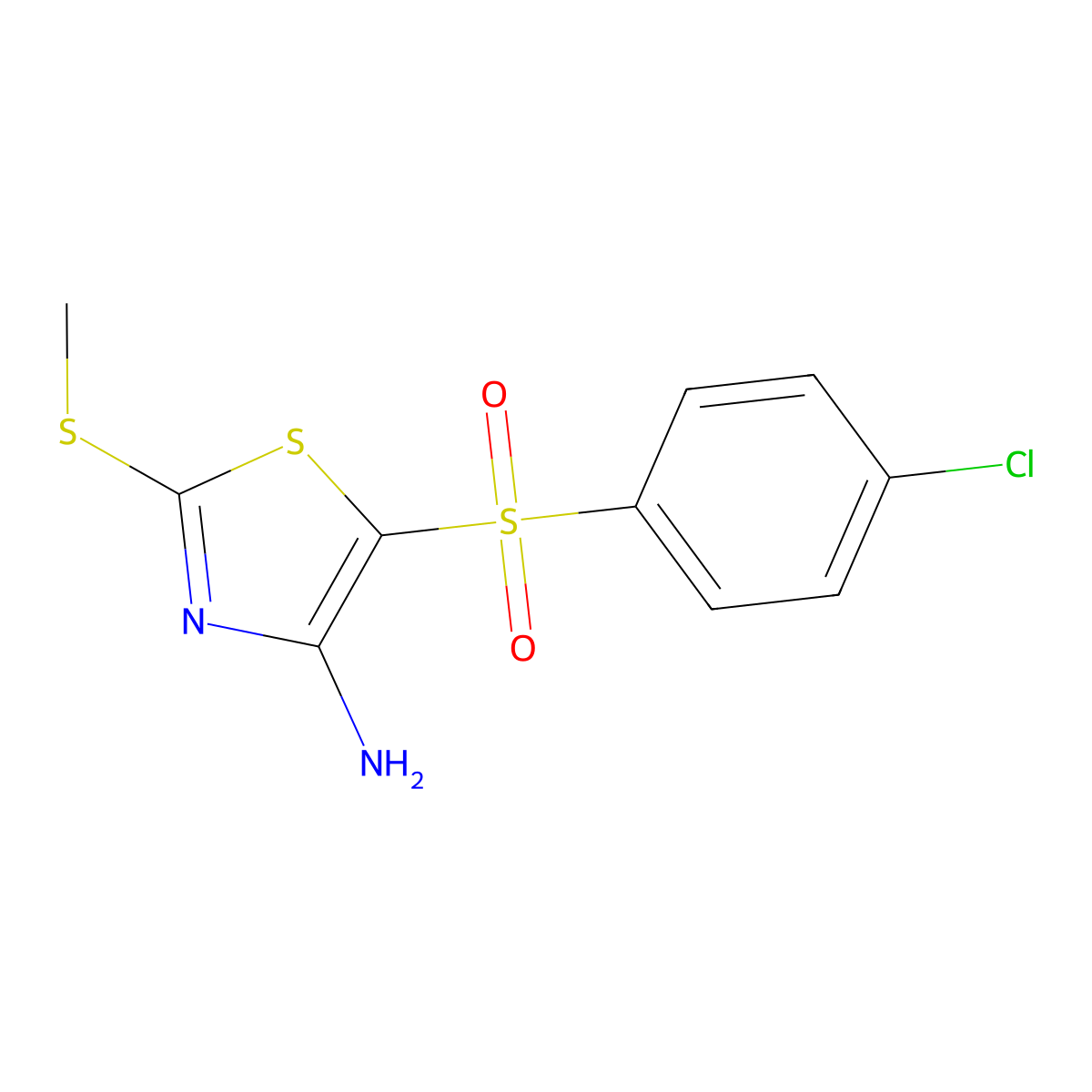 5-((4-Chlorophenyl)sulfonyl)-2-(methylthio)thiazol-4-amine molecular structure, CAS 494763-21-2
