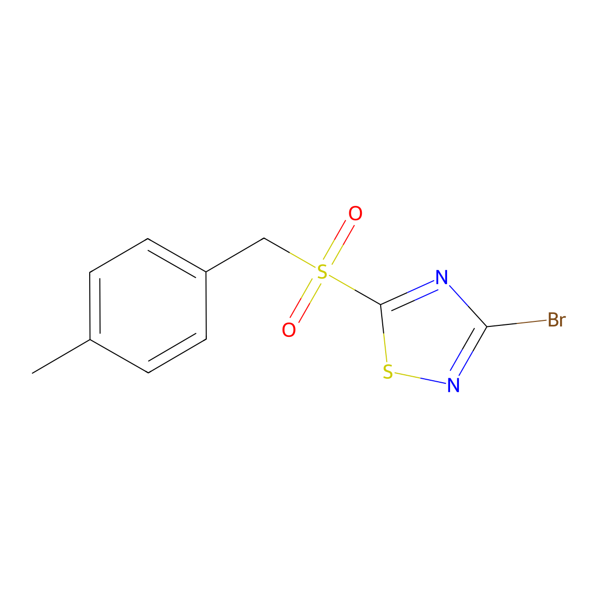 3-Bromo-5-(4-methylbenzylsulfonyl)-1,2,4-thiadiazole molecular structure, CAS 494763-25-6