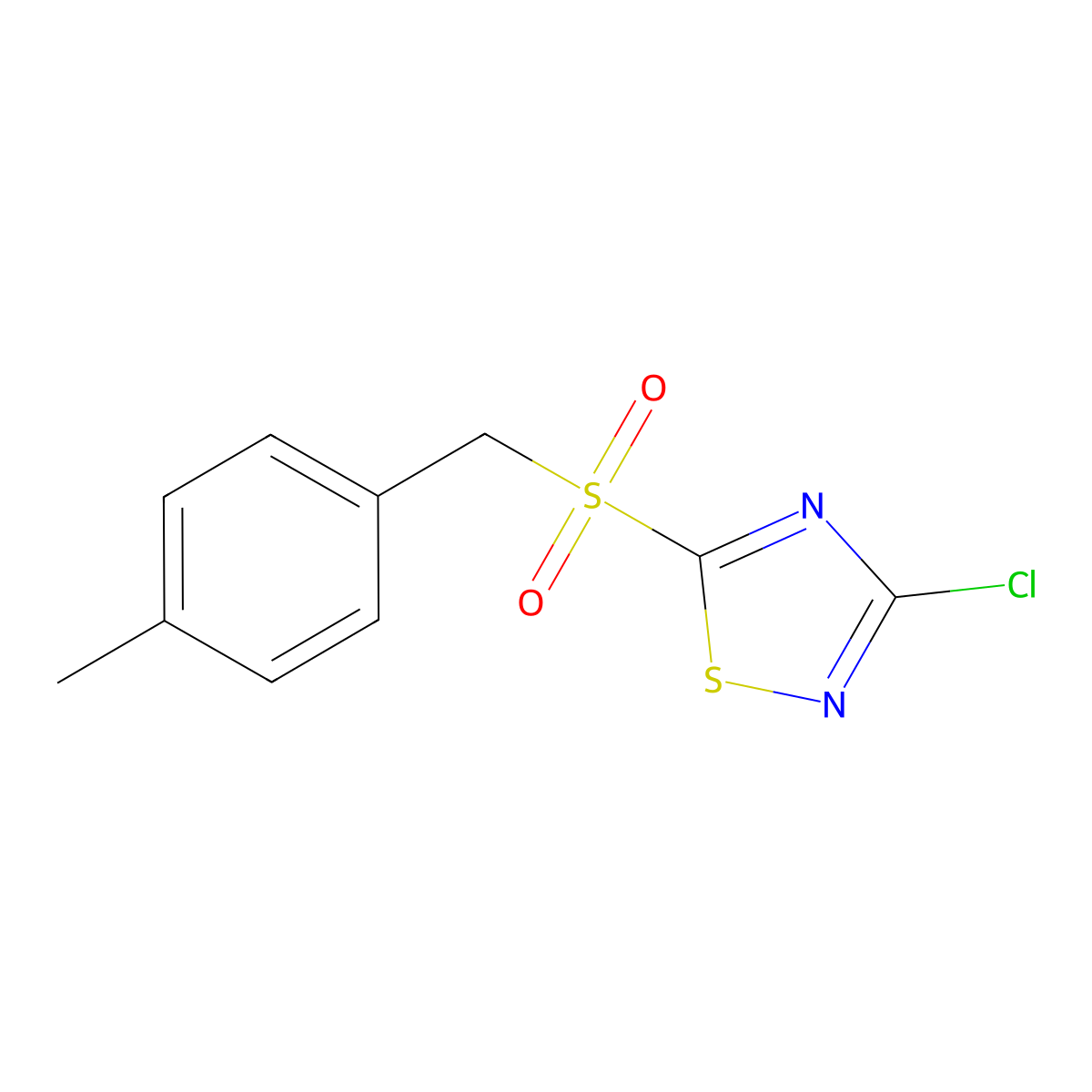 3-Chloro-5-(4-methylbenzylsulfonyl)-1,2,4-thiadiazole molecular structure, CAS 494763-26-7