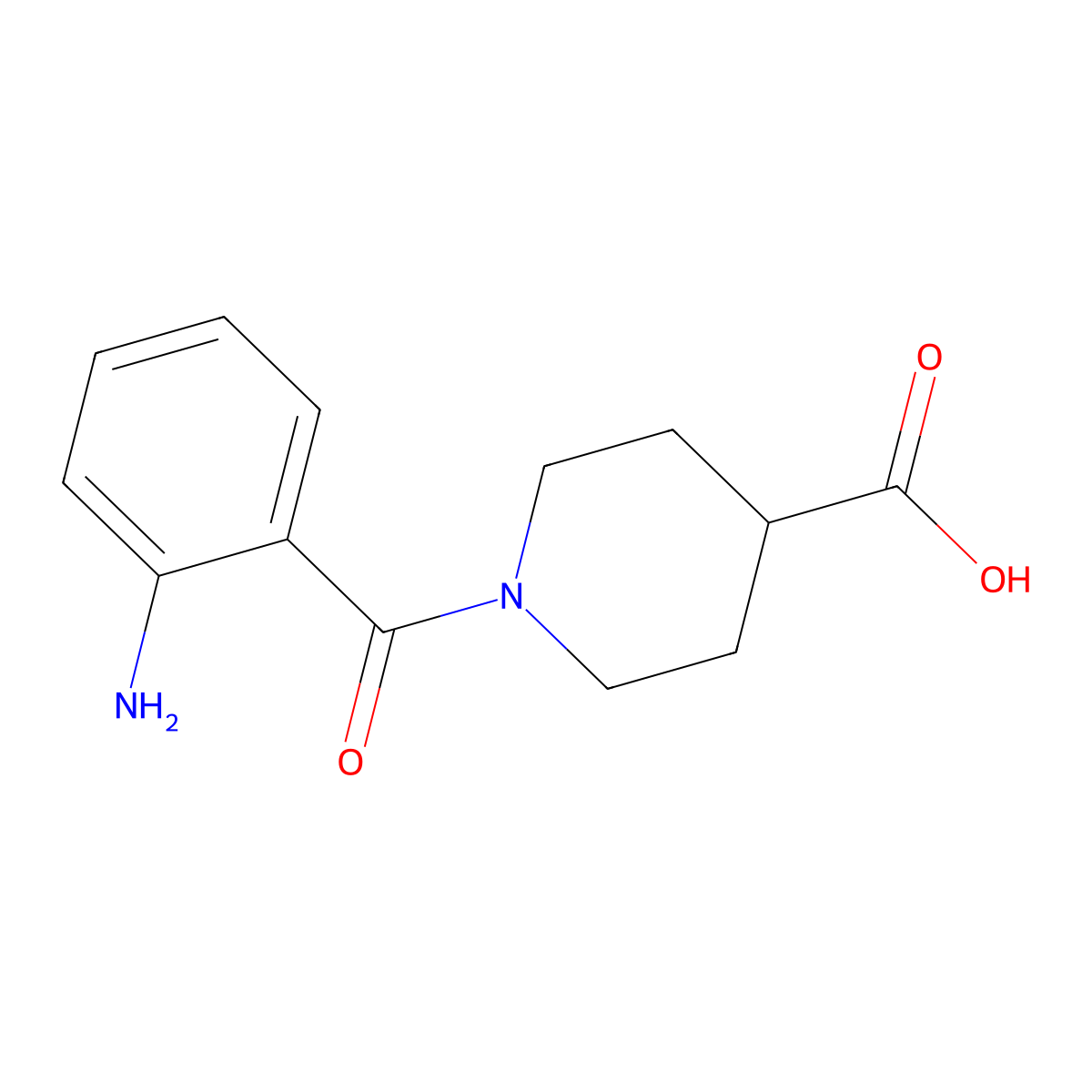 1-(2-Aminobenzoyl)-4-piperidinecarboxylic acid molecular structure, CAS 494763-40-5