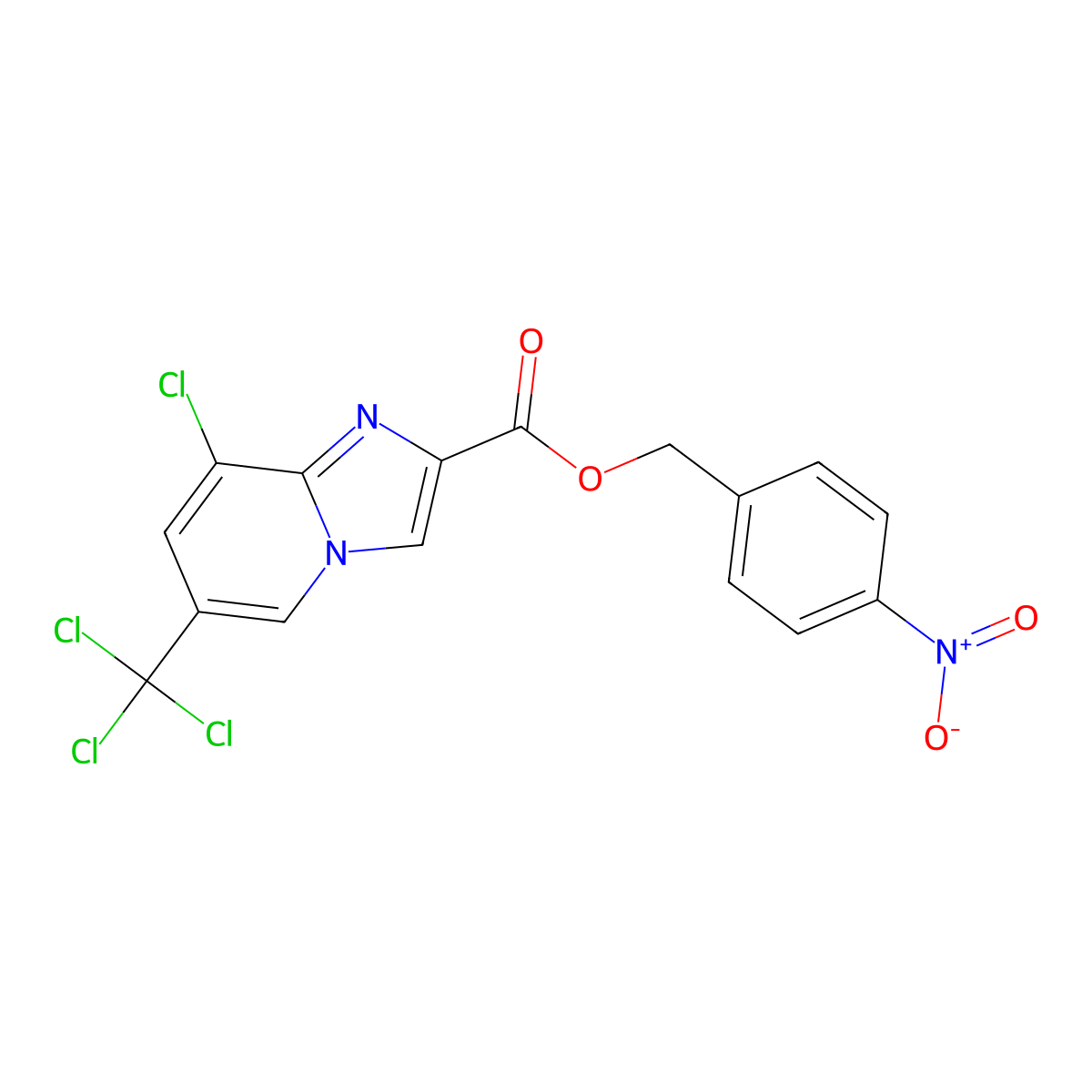 4-Nitrobenzyl 8-chloro-6-(trichloromethyl)imidazo[1,2-a]pyridine-2-carboxylate molecular structure, CAS 494764-00-0