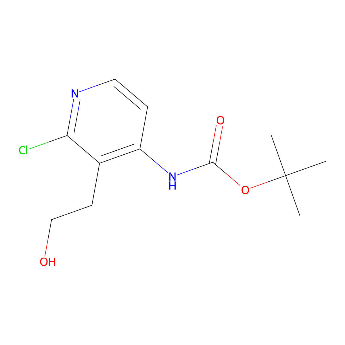 tert-Butyl (2-chloro-3-(2-hydroxyethyl)pyridin-4-yl)carbamate molecular structure, CAS 494767-21-4