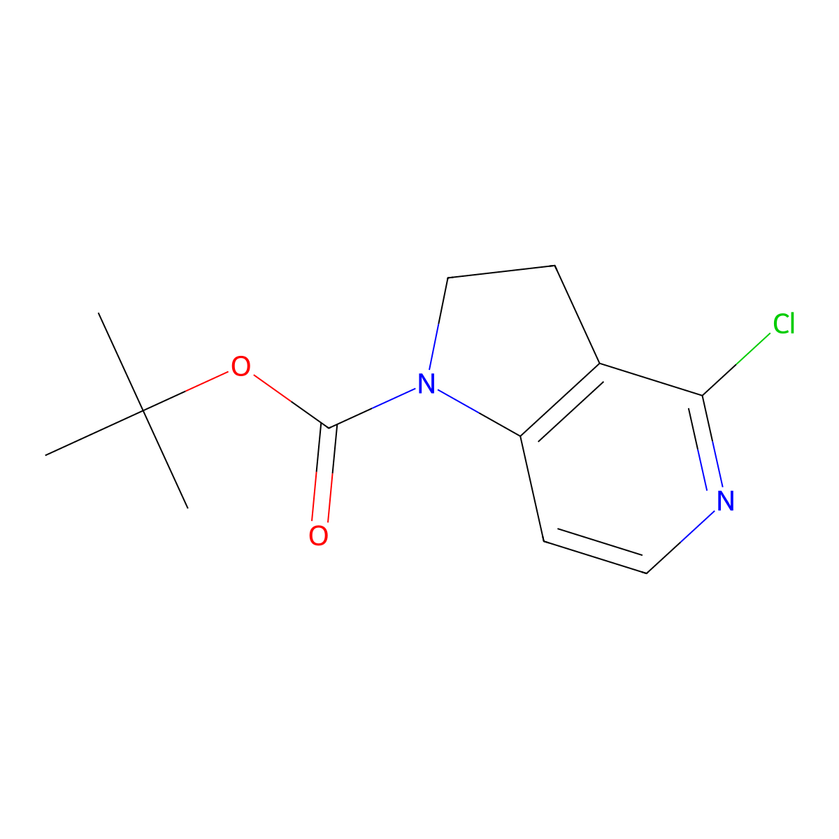 Tert-butyl 4-chloro-2,3-dihydro-1H-pyrrolo[3,2-C]pyridine-1-carboxylate molecular structure, CAS 494767-22-5