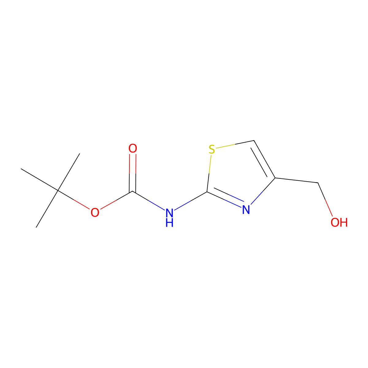 (4-Hydroxymethylthiazol-2-yl)carbamic acid tert-butyl ester molecular structure, CAS 494769-44-7