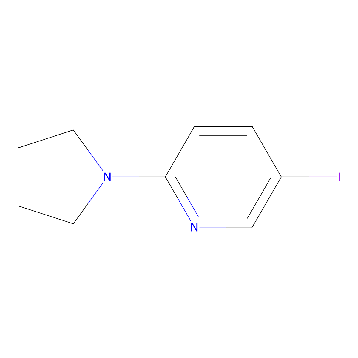 5-Iodo-2-(1-pyrrolidinyl)pyridine molecular structure, CAS 494771-62-9