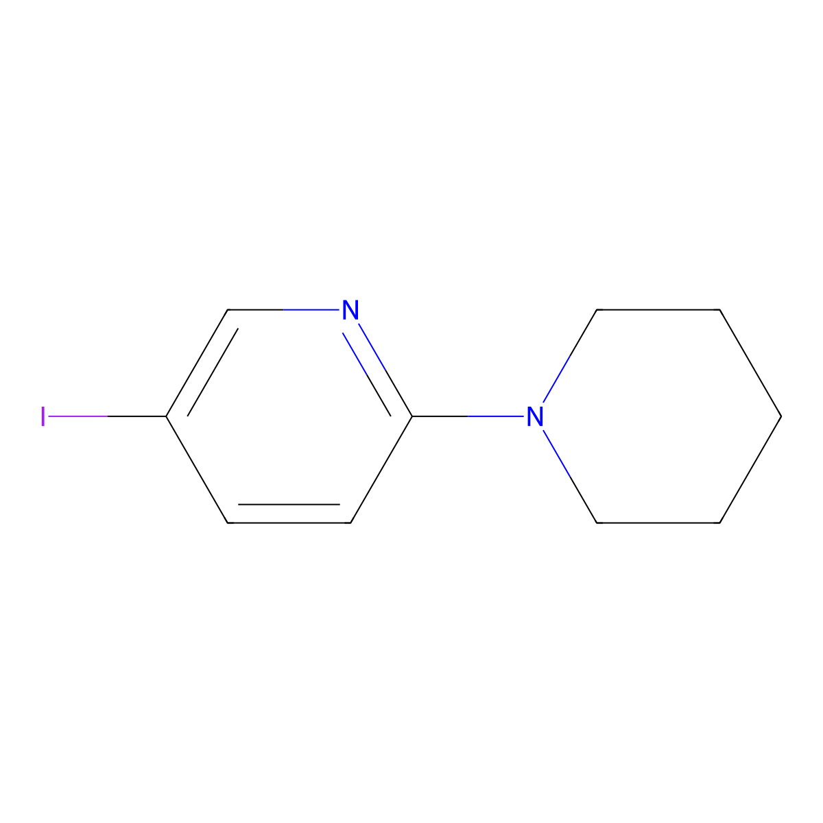 5-Iodo-2-(piperidin-1-yl)pyridine molecular structure, CAS 494771-66-3