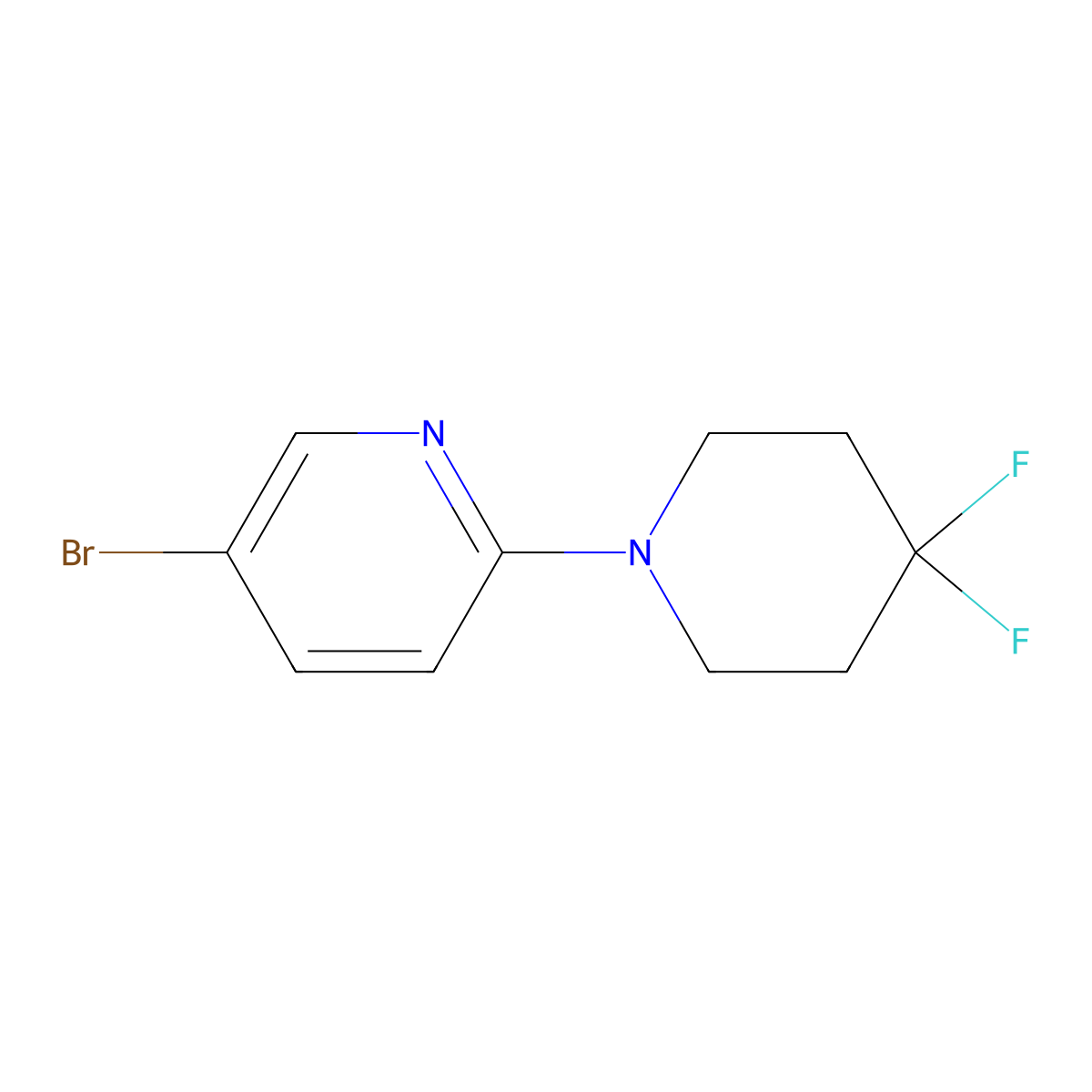5-Bromo-2-(4,4-difluoropiperidin-1-yl)pyridine molecular structure, CAS 494771-89-0