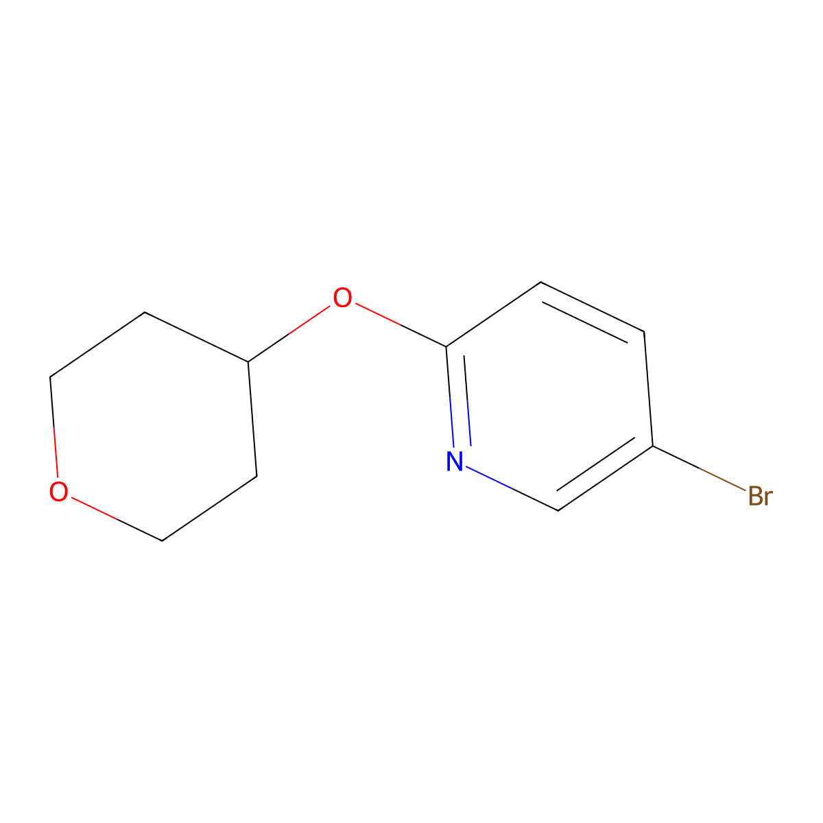 5-Bromo-2-(tetrahydro-2H-pyran-4-yloxy)pyridine molecular structure, CAS 494772-07-5