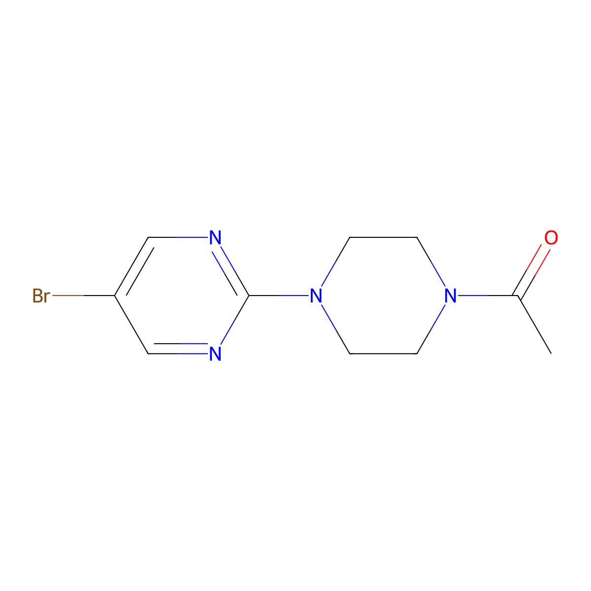 1-[4-(5-Bromopyrimidin-2-yl)piperazin-1-yl]ethanone molecular structure, CAS 494772-35-9
