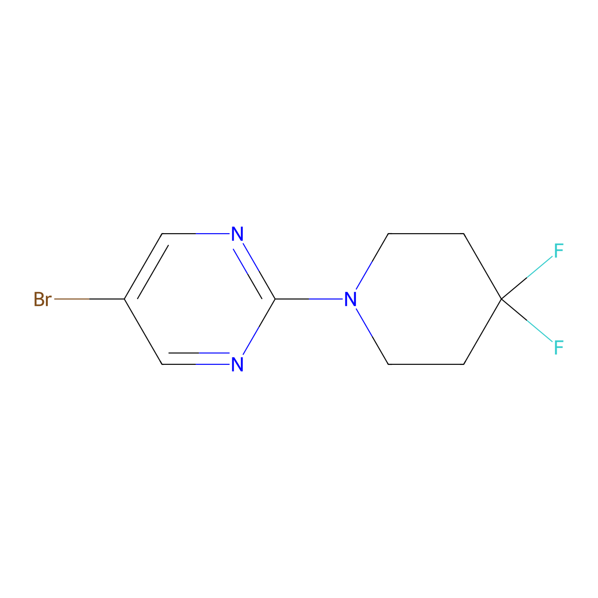 5-Bromo-2-(4,4-difluoropiperidin-1-yl)pyrimidine molecular structure, CAS 494772-37-1