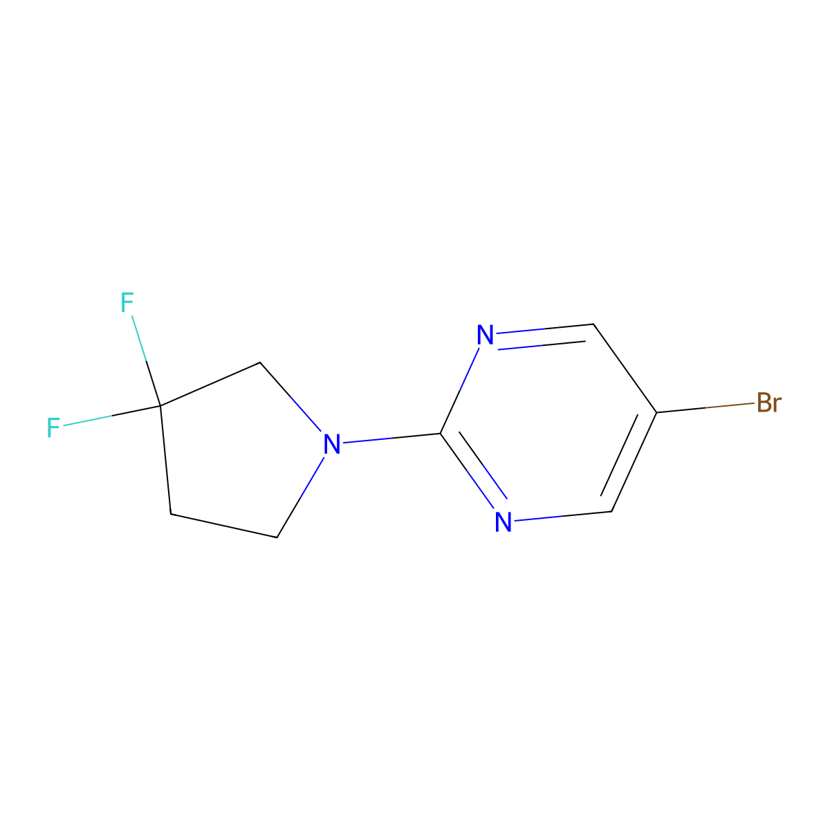 5-Bromo-2-(3,3-difluoropyrrolidin-1-yl)pyrimidine molecular structure, CAS 494772-39-3