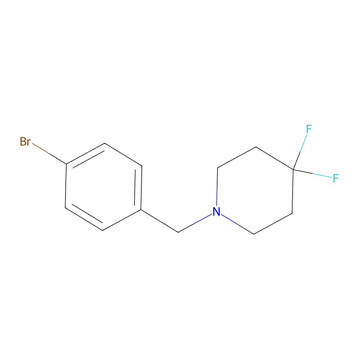1-[(4-Bromophenyl)methyl]-4,4-difluoropiperidine molecular structure, CAS 494773-06-7
