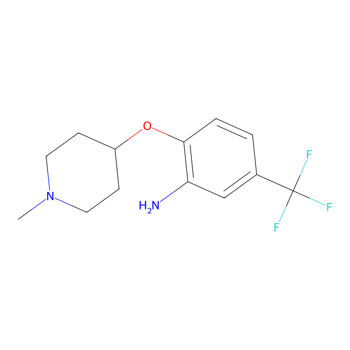 2-(1-Methylpiperidin-4-yloxy)-5-(trifluoromethyl)benzenamine molecular structure, CAS 494777-68-3
