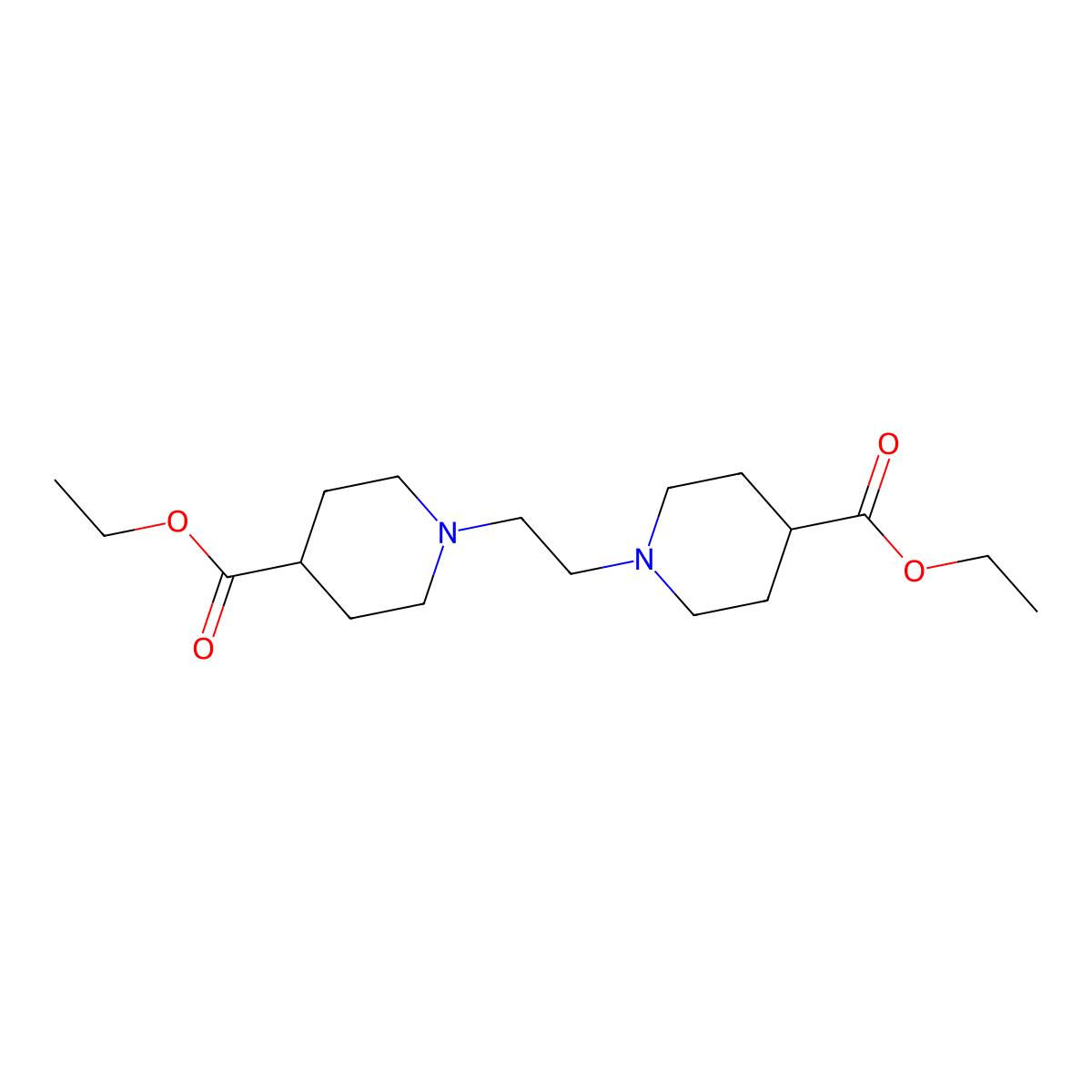 Ethyl 1-[2-(4-ethoxycarbonyl-1-piperidyl)ethyl]piperidine-4-carboxylate molecular structure, CAS 494778-36-8