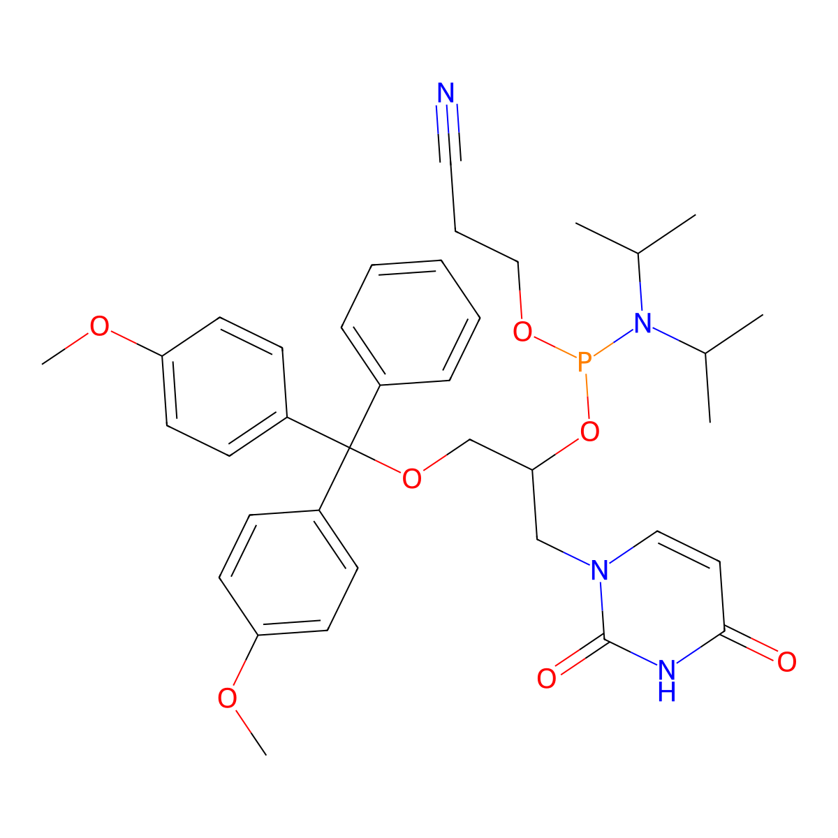 (S)-GNA-U-phosphoramidite molecular structure, CAS 494784-15-5
