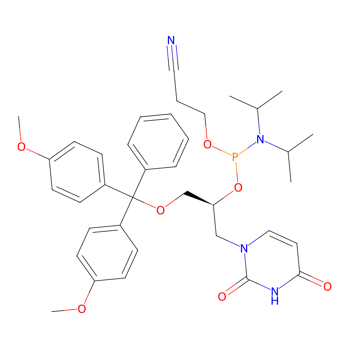 (S)-GNA-U-phosphoramidite molecular structure, CAS 494784-15-5