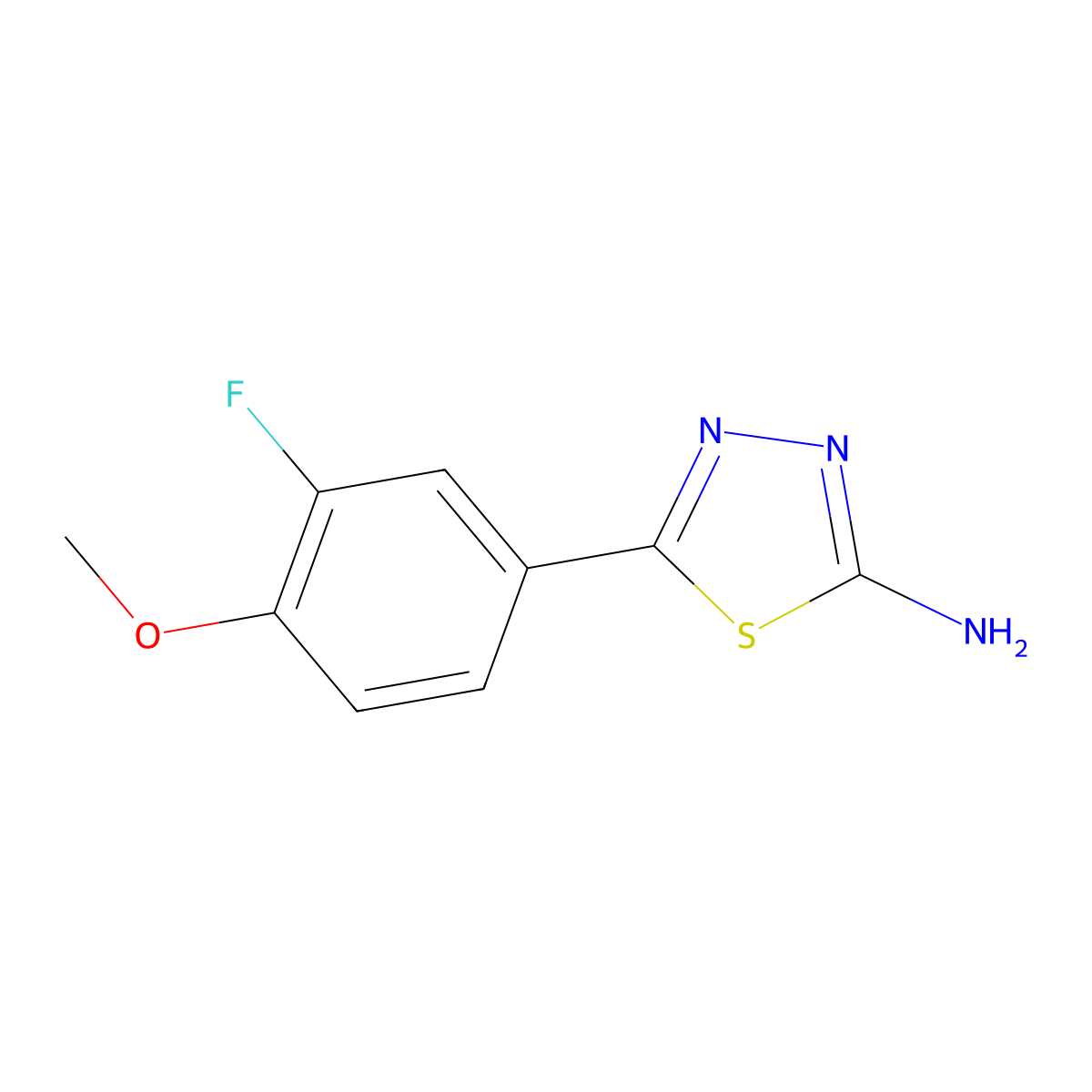 5-(3-Fluoro-4-methoxyphenyl)-1,3,4-thiadiazol-2-amine molecular structure, CAS 494789-50-3