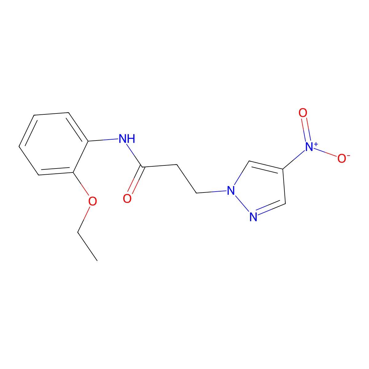 N-(2-ethoxyphenyl)-3-(4-nitropyrazol-1-yl)propanamide molecular structure, CAS 494790-31-7