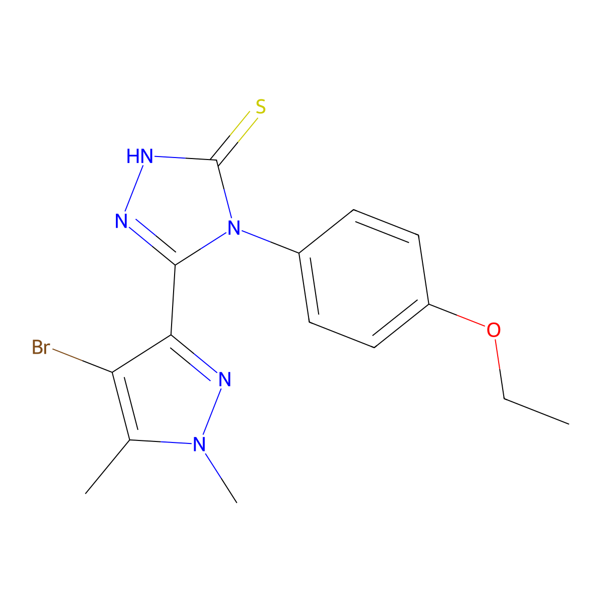 5-(4-bromo-1,5-dimethyl-1H-pyrazol-3-yl)-4-(4-ethoxyphenyl)-4H-1,2,4-triazole-3-thiol molecular structure, CAS 494790-36-2