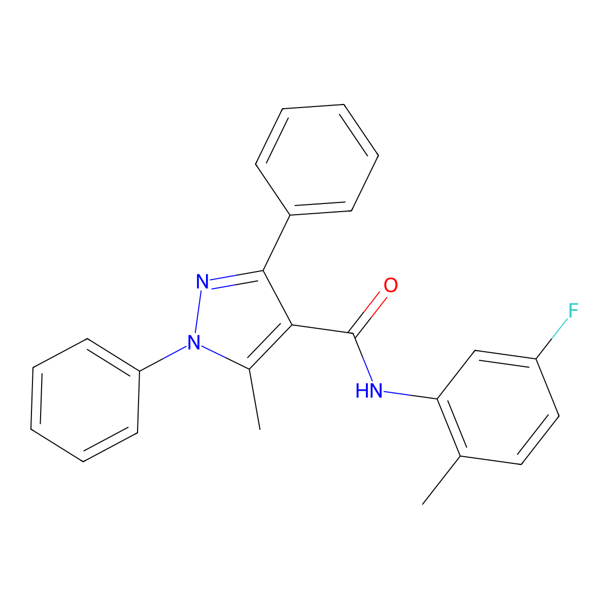 N-(5-fluoro-2-methylphenyl)-5-methyl-1,3-diphenylpyrazole-4-carboxamide molecular structure, CAS 494790-42-0