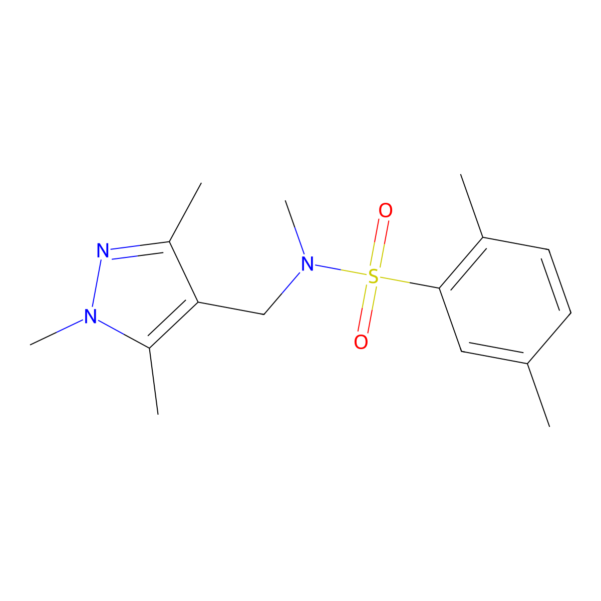 N,2,5-trimethyl-N-[(1,3,5-trimethylpyrazol-4-yl)methyl]benzenesulfonamide molecular structure, CAS 494790-47-5