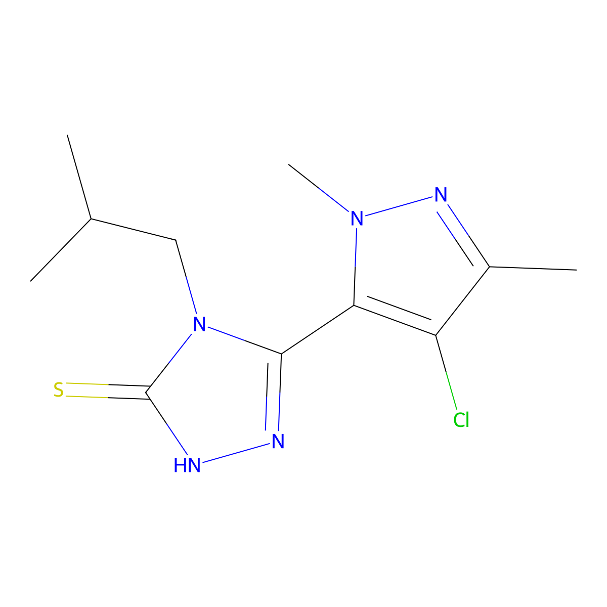 3-(4-chloro-2,5-dimethylpyrazol-3-yl)-4-(2-methylpropyl)-1H-1,2,4-triazole-5-thione molecular structure, CAS 494790-81-7