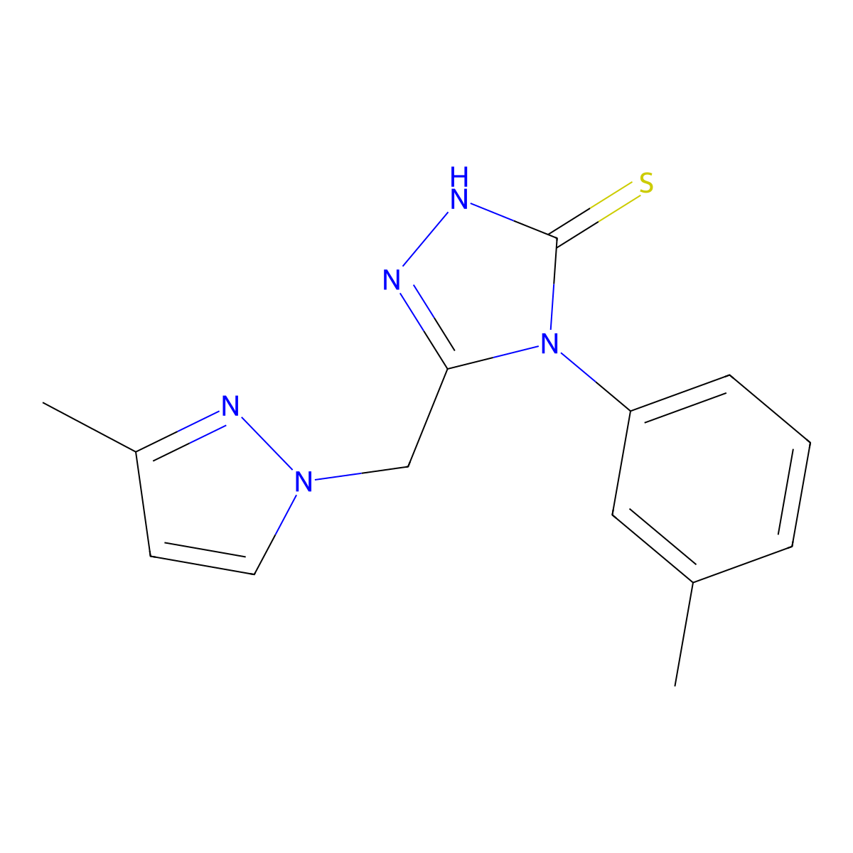 4-(3-methylphenyl)-3-[(3-methylpyrazol-1-yl)methyl]-1H-1,2,4-triazole-5-thione molecular structure, CAS 494791-26-3