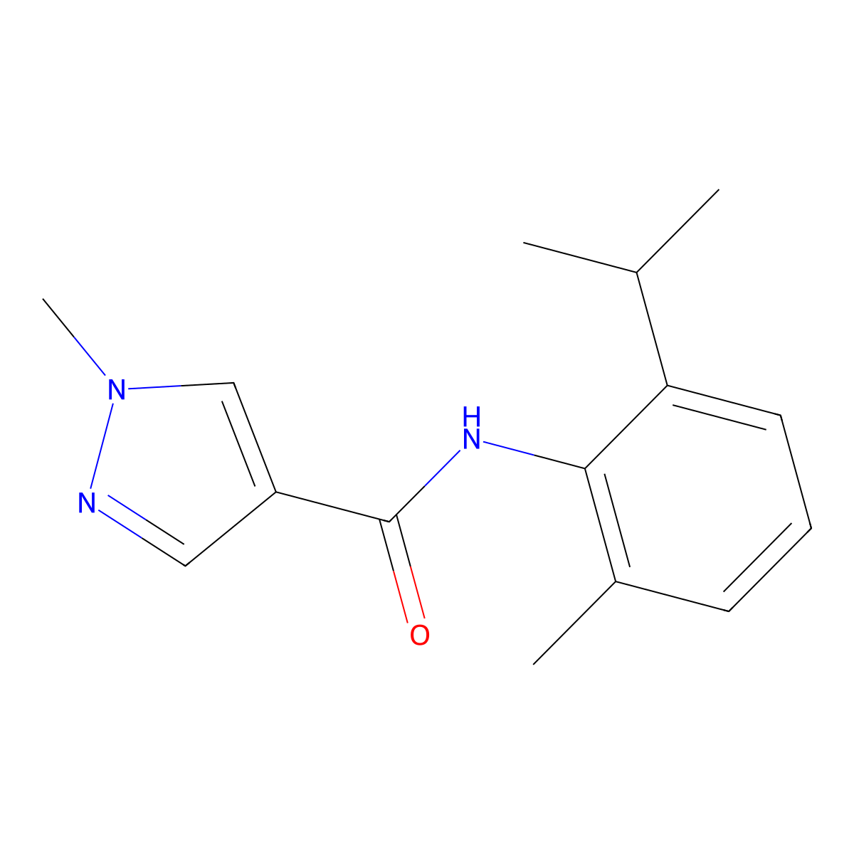 1-methyl-N-(2-methyl-6-propan-2-ylphenyl)pyrazole-4-carboxamide molecular structure, CAS 494791-34-3