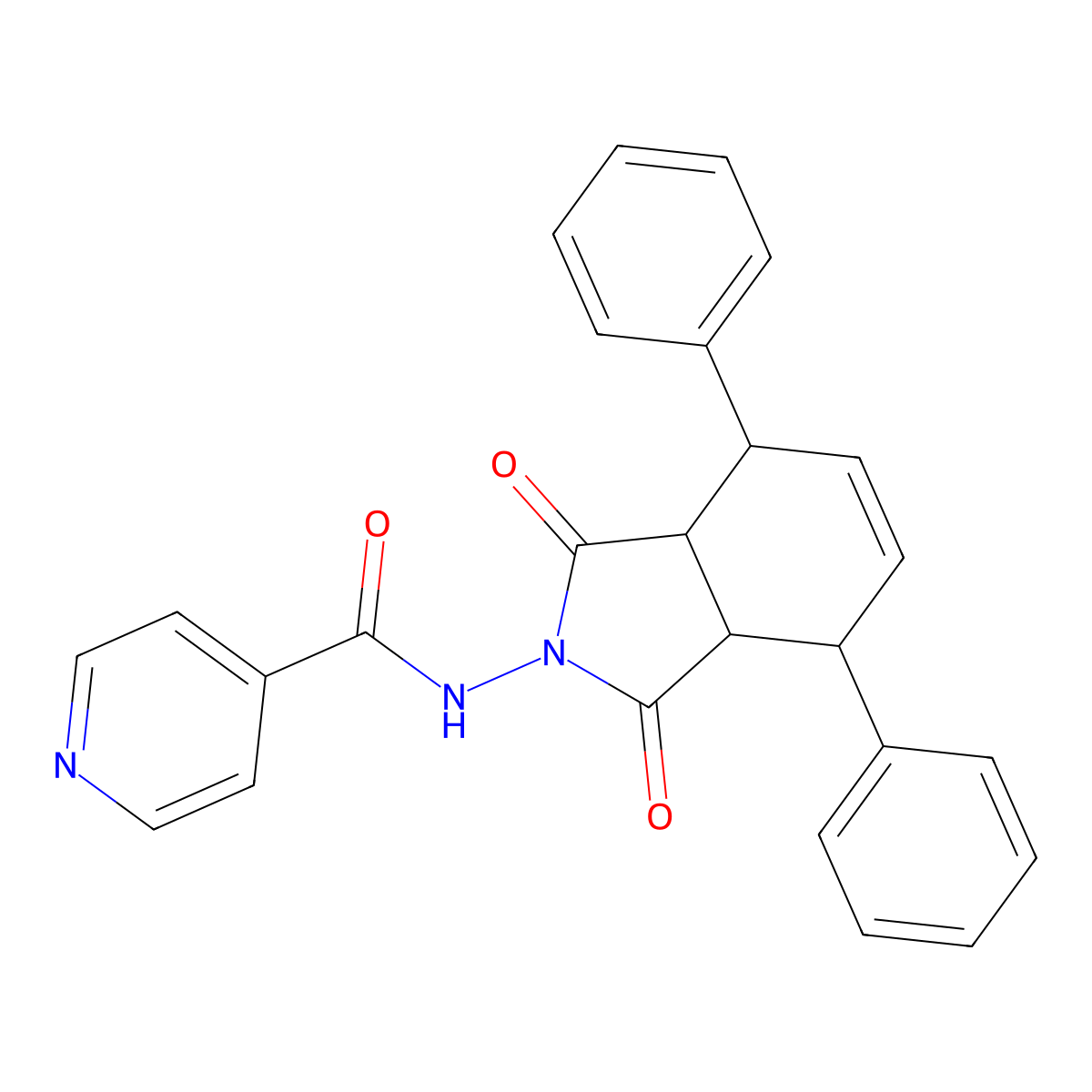 N-(1,3-dioxo-4,7-diphenyl-3a,4,7,7a-tetrahydroisoindol-2-yl)pyridine-4-carboxamide molecular structure, CAS 494791-55-8