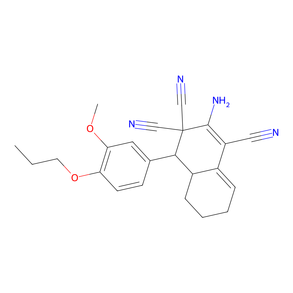 2-amino-4-(3-methoxy-4-propoxyphenyl)-4a,5,6,7-tetrahydro-1,3,3(4H)-naphthalenetricarbonitrile molecular structure, CAS 494791-95-6