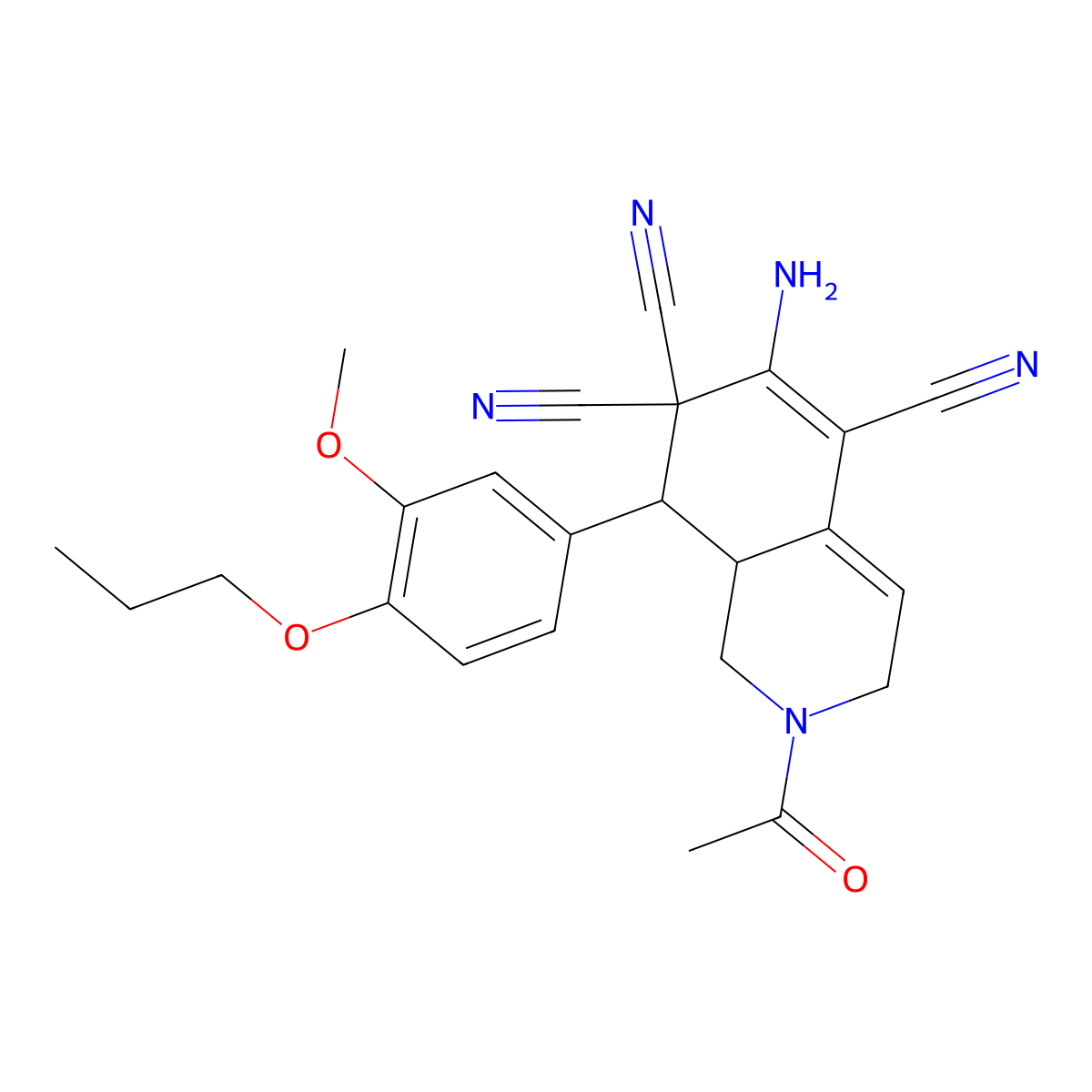 2-acetyl-6-amino-8-(3-methoxy-4-propoxyphenyl)-2,3,8,8a-tetrahydro-5,7,7(1H)-isoquinolinetricarbonitrile molecular structure, CAS 494791-96-7
