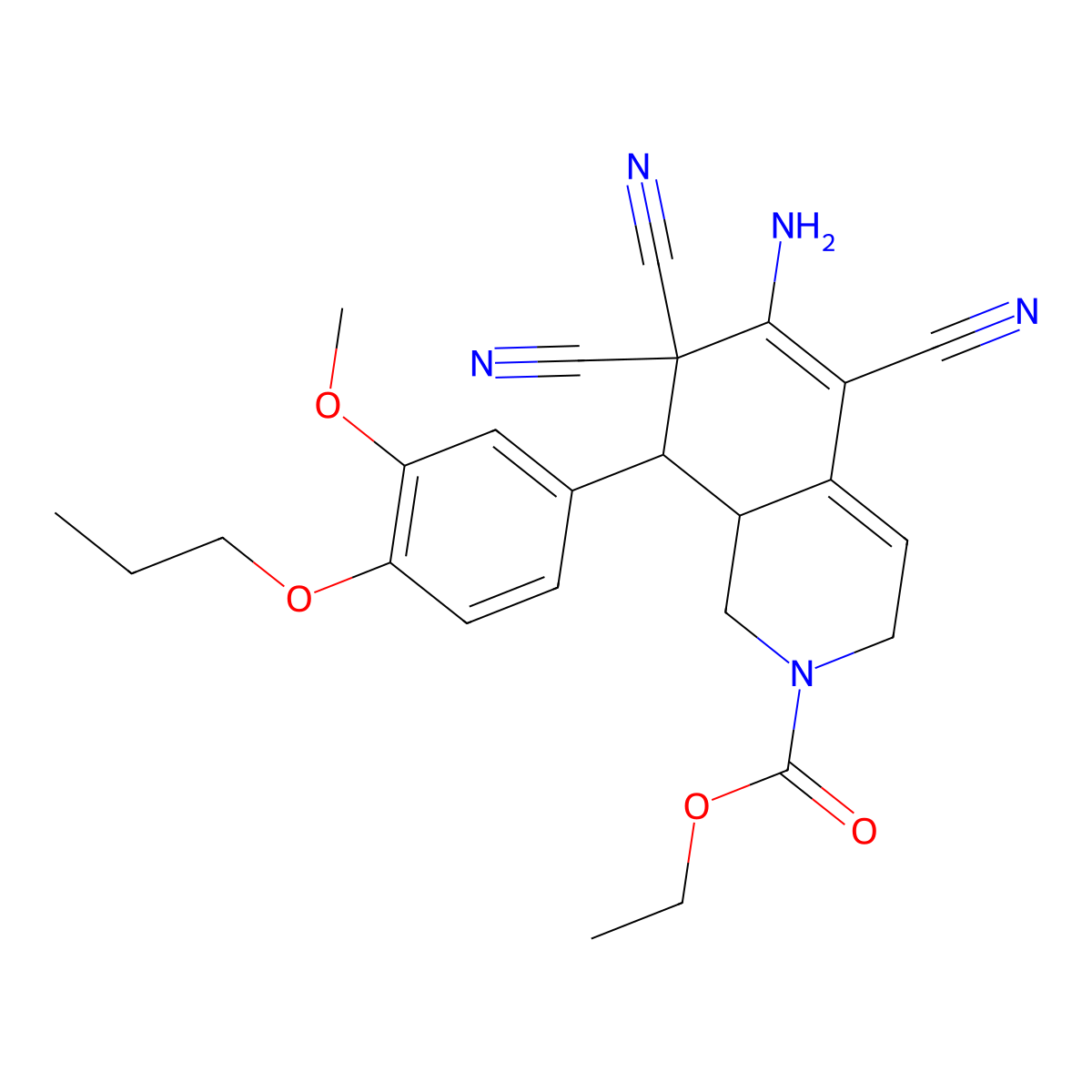 ethyl 6-amino-5,7,7-tricyano-8-(3-methoxy-4-propoxyphenyl)-3,7,8,8a-tetrahydro-2(1H)-isoquinolinecarboxylate molecular structure, CAS 494791-97-8