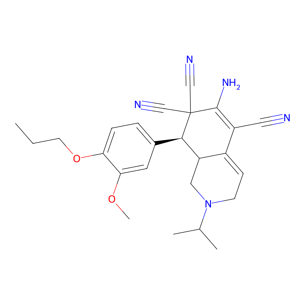 6-amino-2-isopropyl-8-(3-methoxy-4-propoxyphenyl)-2,3,8,8a-tetrahydro-5,7,7(1H)-isoquinolinetricarbonitrile molecular structure, CAS 494791-98-9